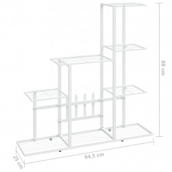Stojak na kwiaty, 94,5 x 25 x 88 cm, biały, metalowy