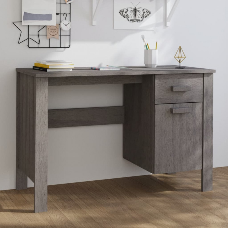 Biurko HAMAR, jasnoszare, 113x50x75 cm, lite drewno sosnowe