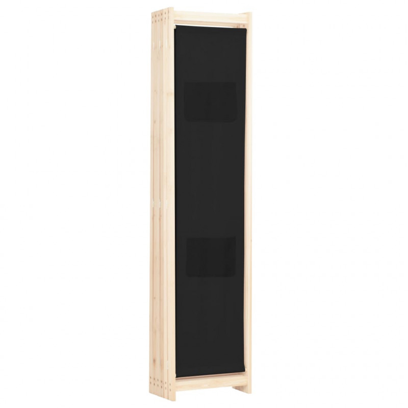 Parawan 6-panelowy, czarny, 240 x 170 x 4 cm, tkanina
