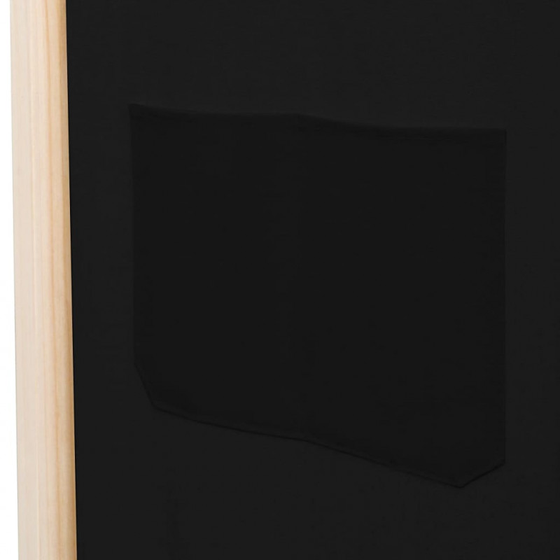 Parawan 6-panelowy, czarny, 240 x 170 x 4 cm, tkanina