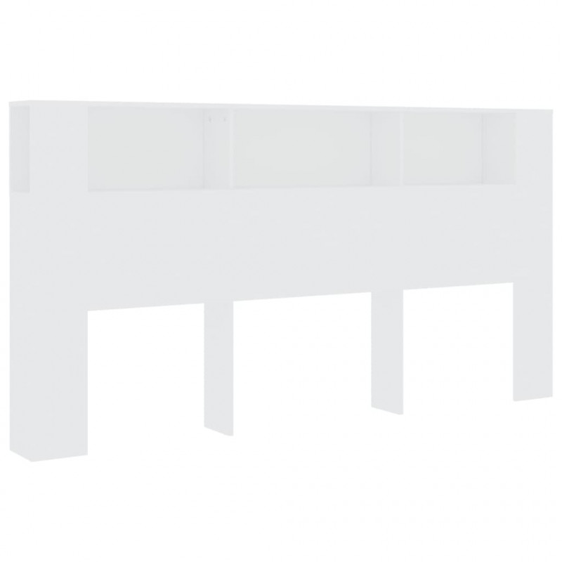 Wezgłowie łóżka z półkami, białe, 200x18,5x104,5 cm