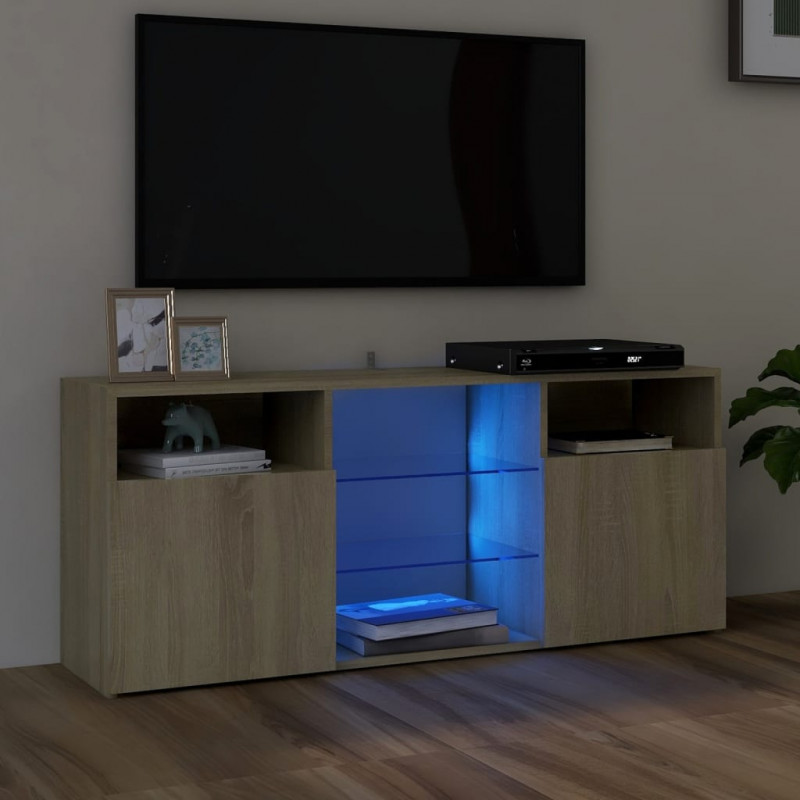 Szafka TV z oświetleniem LED, dąb sonoma, 120x30x50 cm