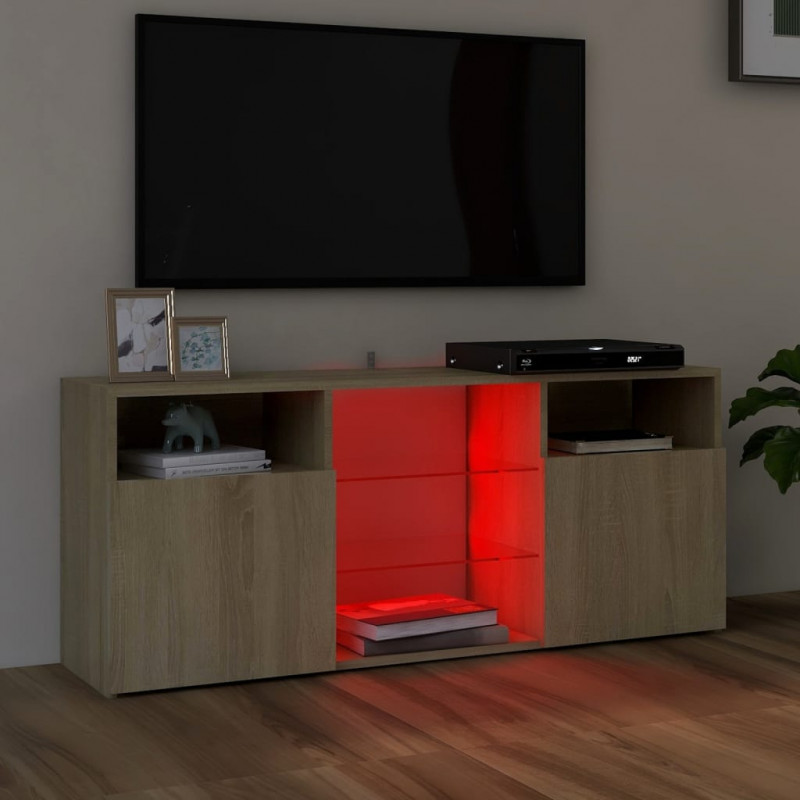 Szafka TV z oświetleniem LED, dąb sonoma, 120x30x50 cm