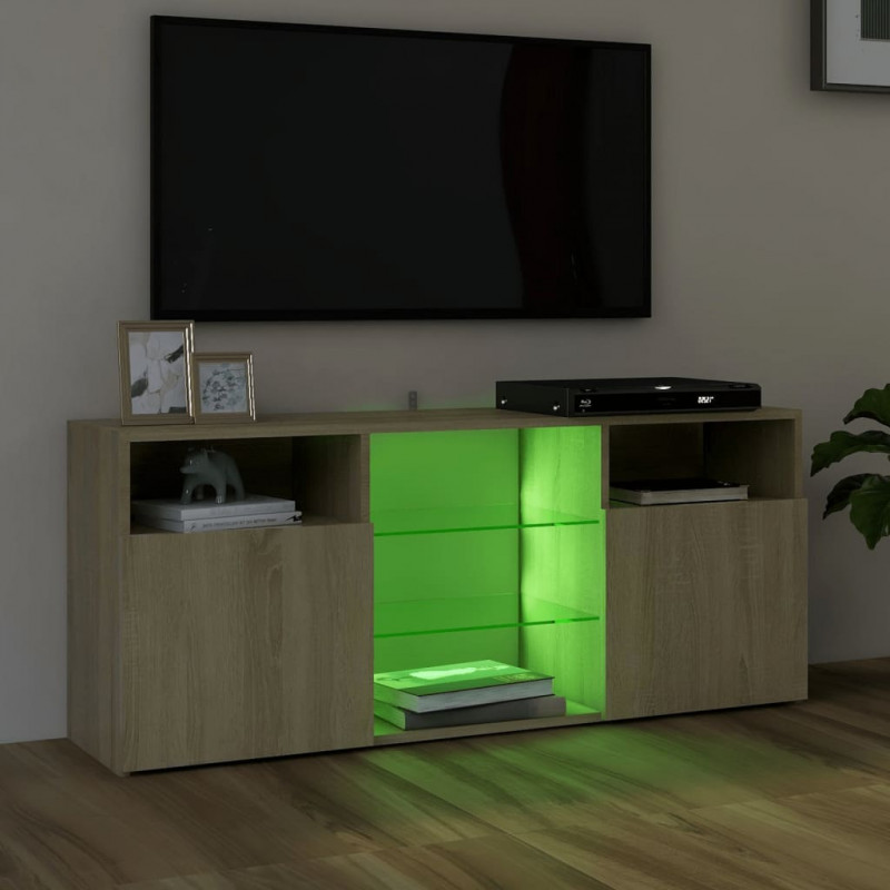 Szafka TV z oświetleniem LED, dąb sonoma, 120x30x50 cm