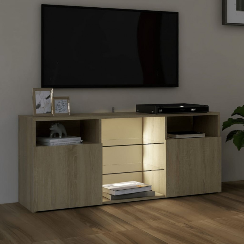 Szafka TV z oświetleniem LED, dąb sonoma, 120x30x50 cm