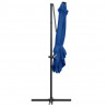 Parasol wiszący z LED i stalowym słupkiem 250x250 cm, niebieski