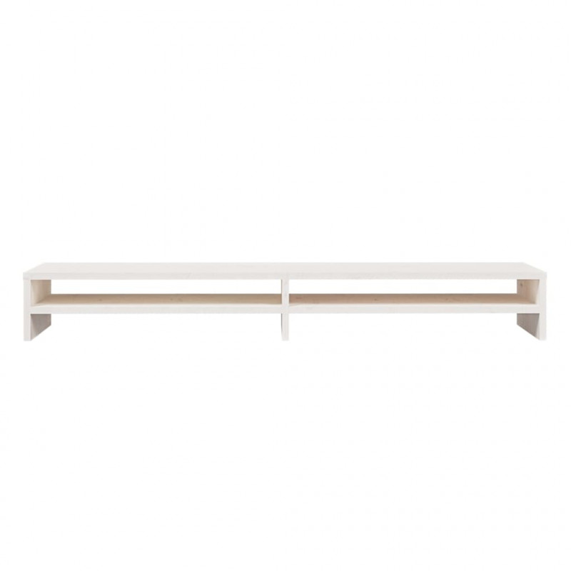 Podstawka na monitor, biała, 100x24x13 cm, lite drewno sosnowe