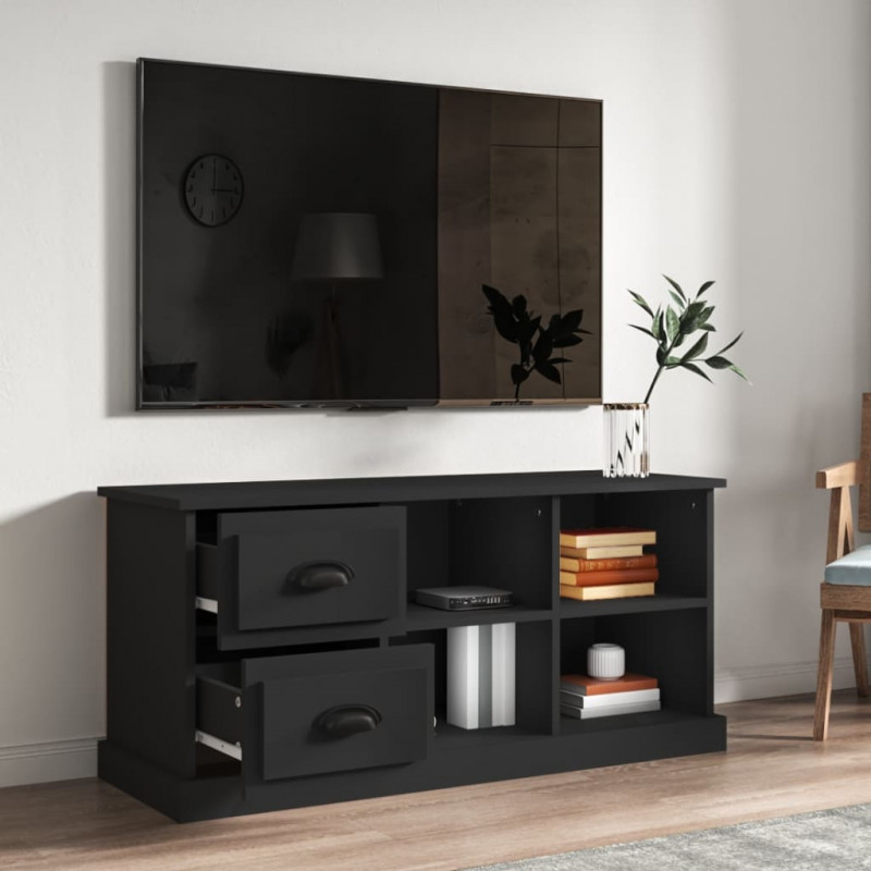 Szafka pod TV, czarna, 102x35,5x47,5cm, materiał drewnopochodny
