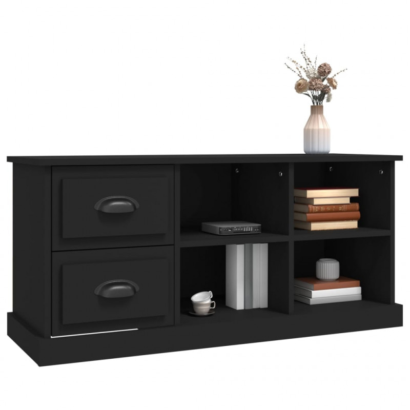 Szafka pod TV, czarna, 102x35,5x47,5cm, materiał drewnopochodny
