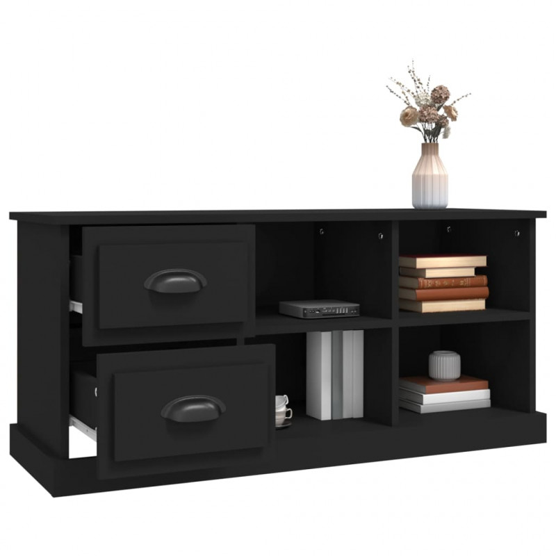 Szafka pod TV, czarna, 102x35,5x47,5cm, materiał drewnopochodny