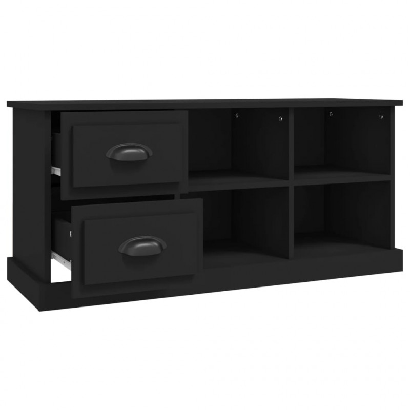 Szafka pod TV, czarna, 102x35,5x47,5cm, materiał drewnopochodny