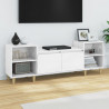 Szafka pod TV, wysoki połysk, biała, 160x35x55 cm