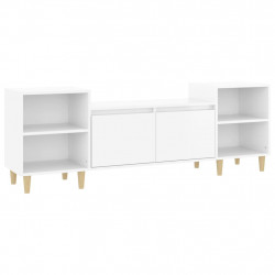 Szafka pod TV, wysoki połysk, biała, 160x35x55 cm