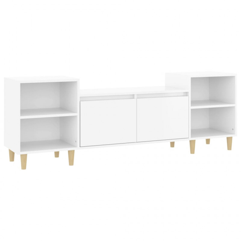 Szafka pod TV, wysoki połysk, biała, 160x35x55 cm