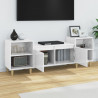 Szafka pod TV, wysoki połysk, biała, 160x35x55 cm