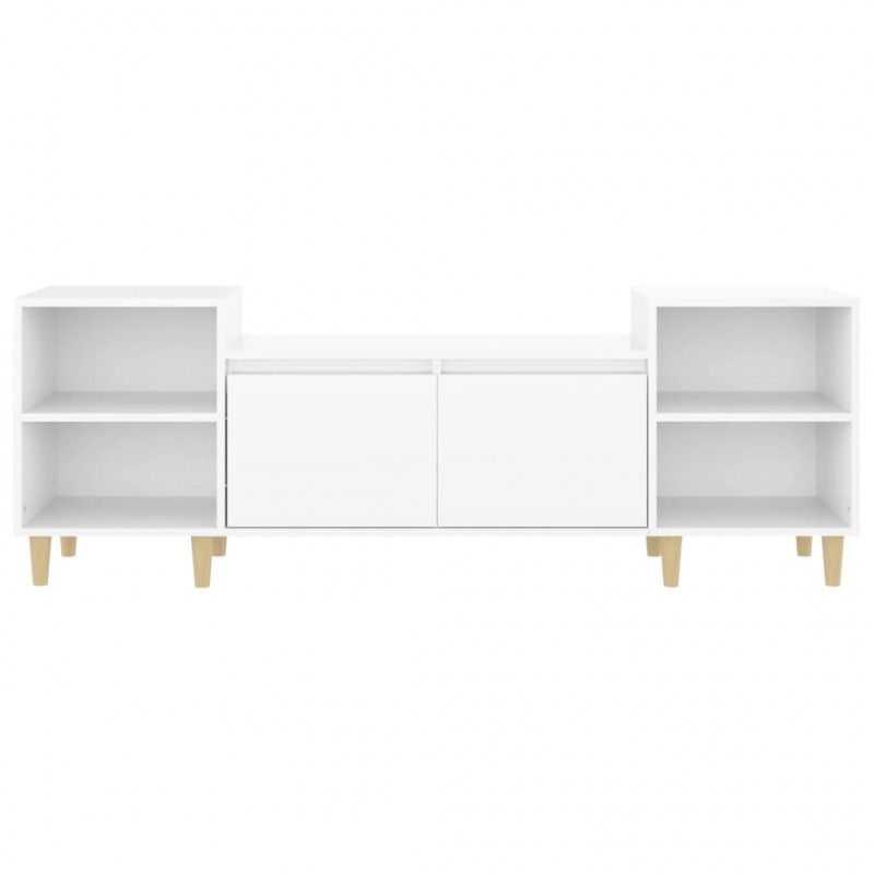 Szafka pod TV, wysoki połysk, biała, 160x35x55 cm