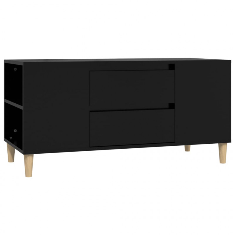 Szafka pod TV, czarna, 102x44,5x50 cm, materiał drewnopochodny