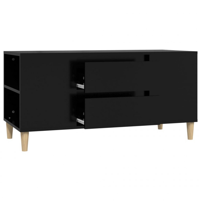 Szafka pod TV, czarna, 102x44,5x50 cm, materiał drewnopochodny
