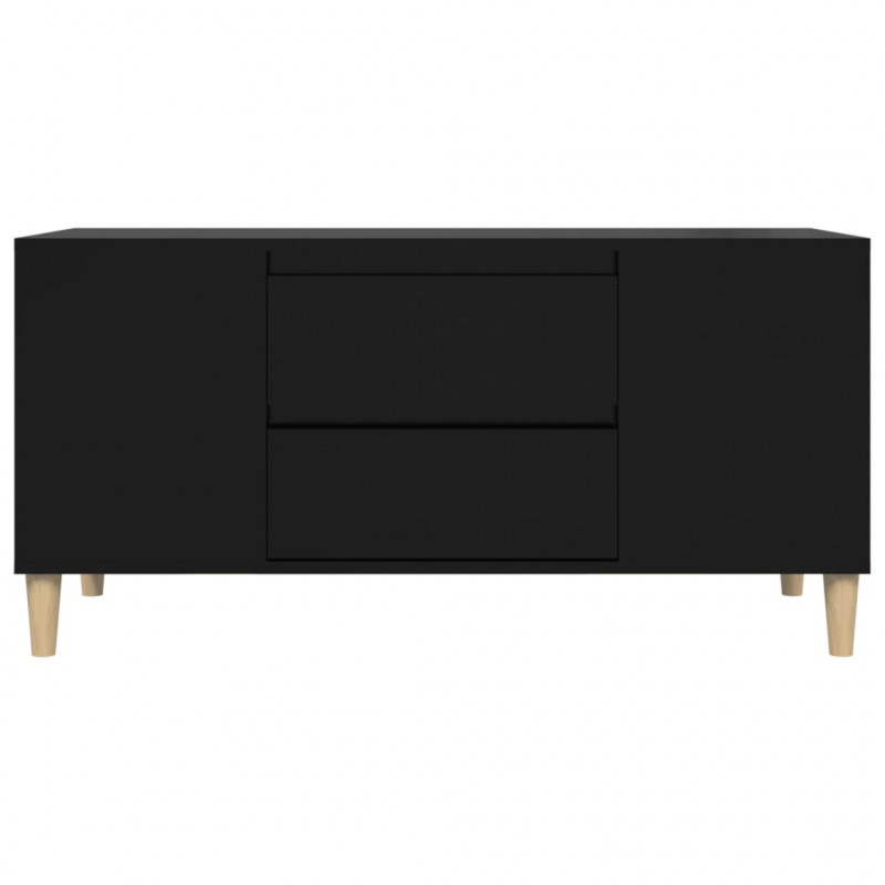 Szafka pod TV, czarna, 102x44,5x50 cm, materiał drewnopochodny