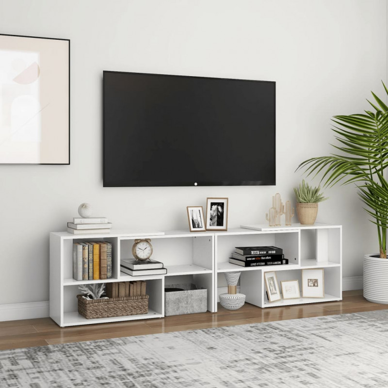 Szafka pod TV, biała, 149x30x52 cm, materiał drewnopochodny