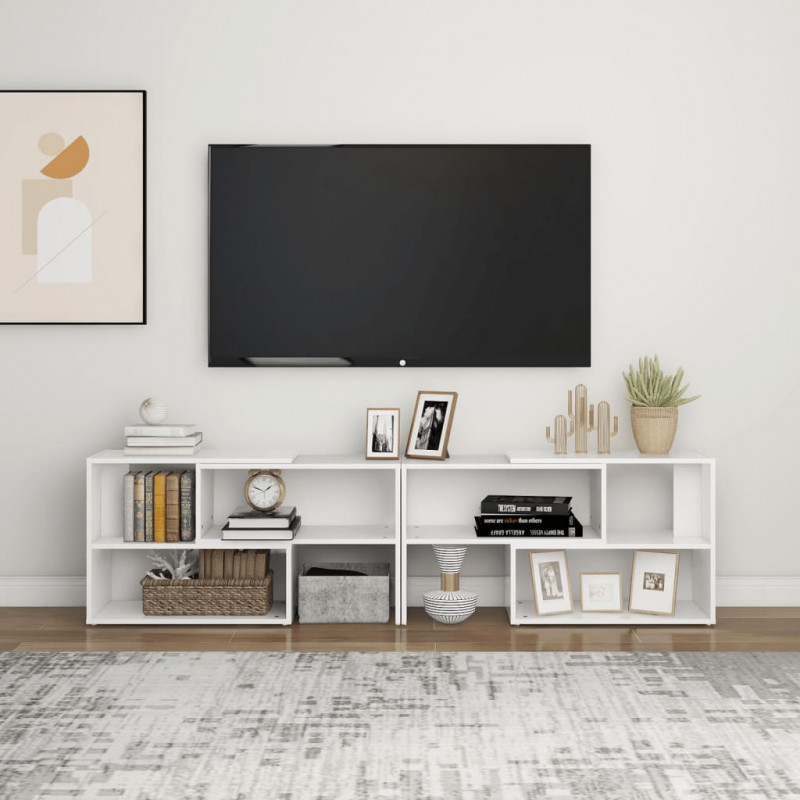Szafka pod TV, biała, 149x30x52 cm, materiał drewnopochodny