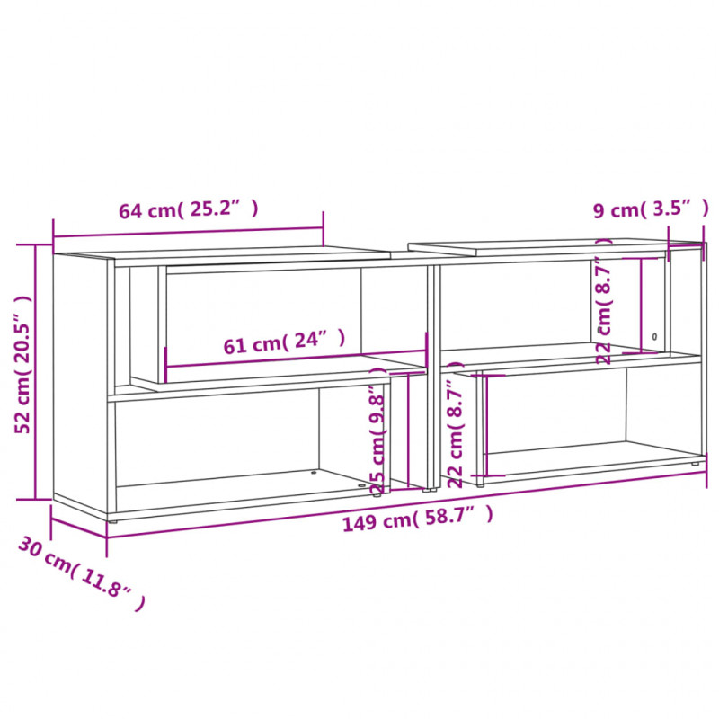 Szafka pod TV, biała, 149x30x52 cm, materiał drewnopochodny