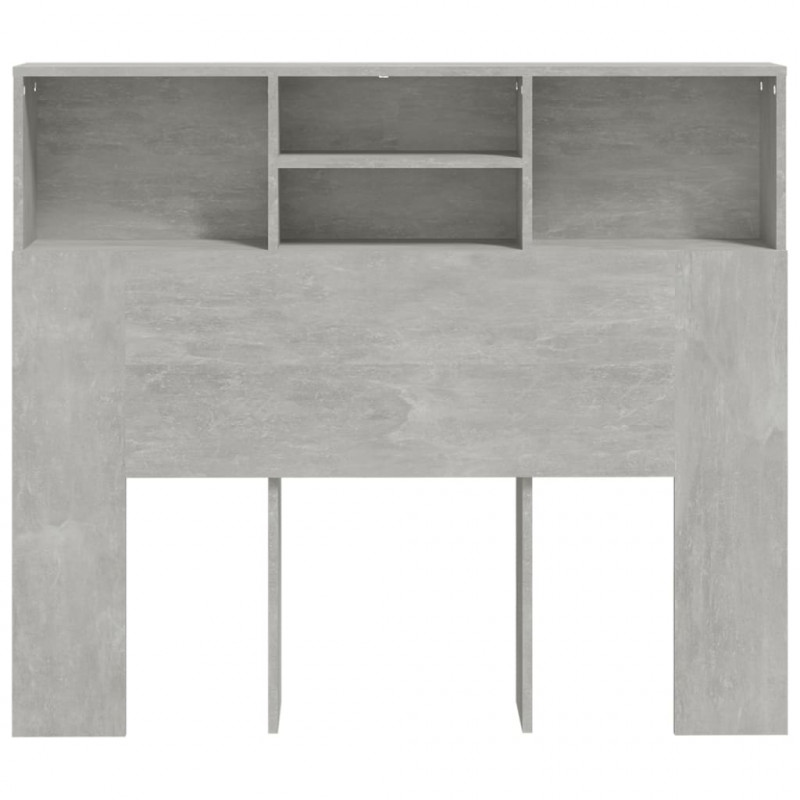 Wezgłowie łóżka z półkami, szarość betonu, 120x19x103,5 cm
