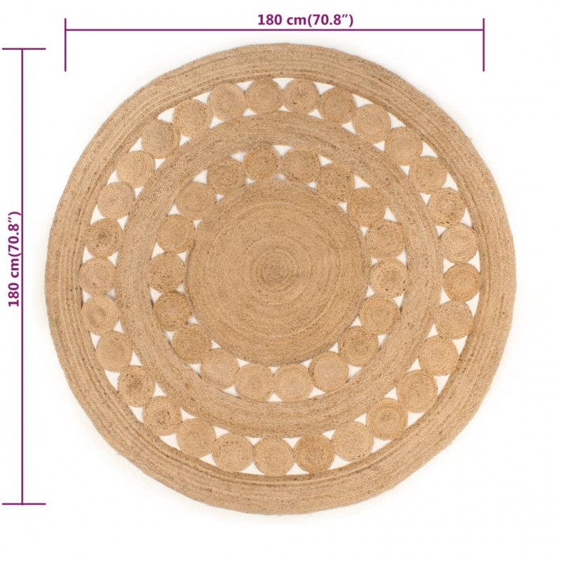 Dywan pleciony z juty, 180 cm, okrągły