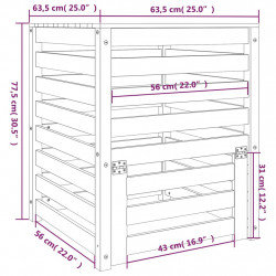 Kompostownik, szary, 63,5x63,5x77,5 cm, lite drewno sosnowe