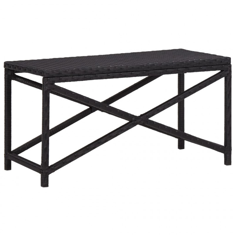 Ławka ogrodowa, 80 cm, polirattan, czarna
