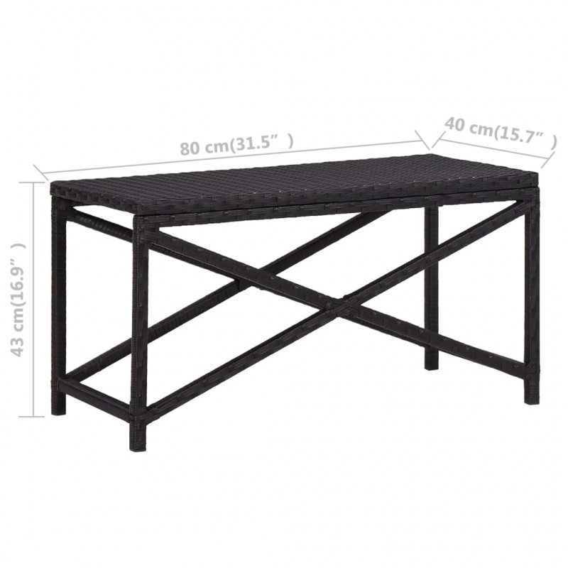 Ławka ogrodowa, 80 cm, polirattan, czarna