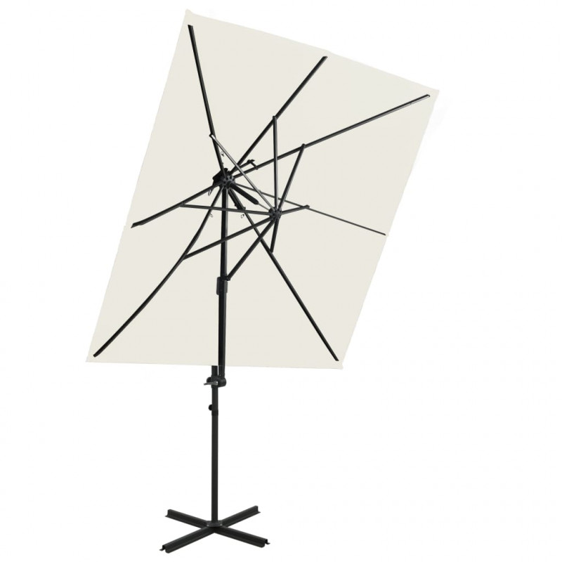 Parasol wiszący z podwójną czaszą, 250x250 cm, piaskowy