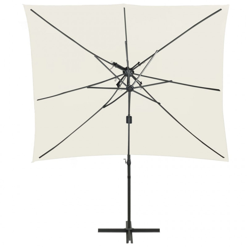 Parasol wiszący z podwójną czaszą, 250x250 cm, piaskowy