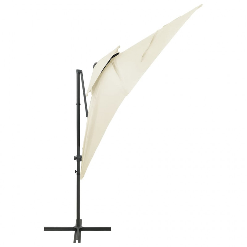 Parasol wiszący z podwójną czaszą, 250x250 cm, piaskowy
