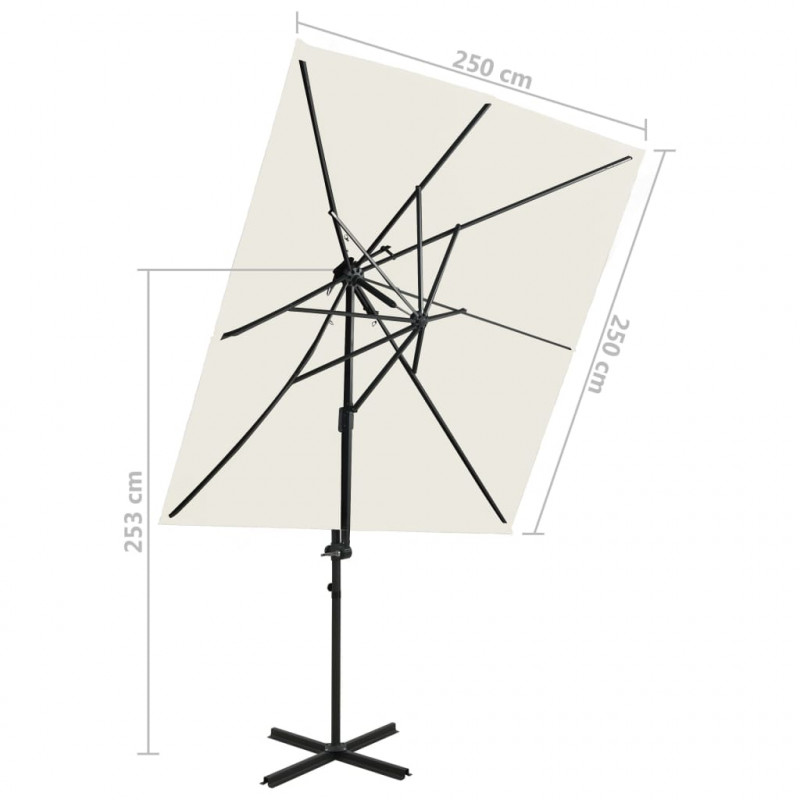 Parasol wiszący z podwójną czaszą, 250x250 cm, piaskowy