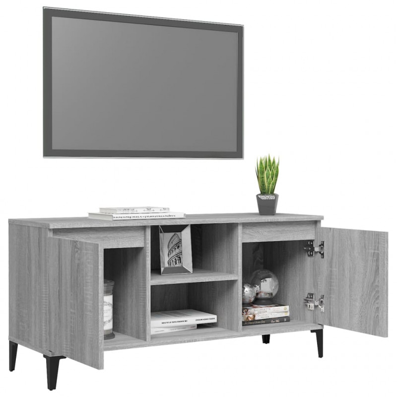 Szafka TV, metalowe nóżki, szary dąb sonoma, 103,5x35x50 cm