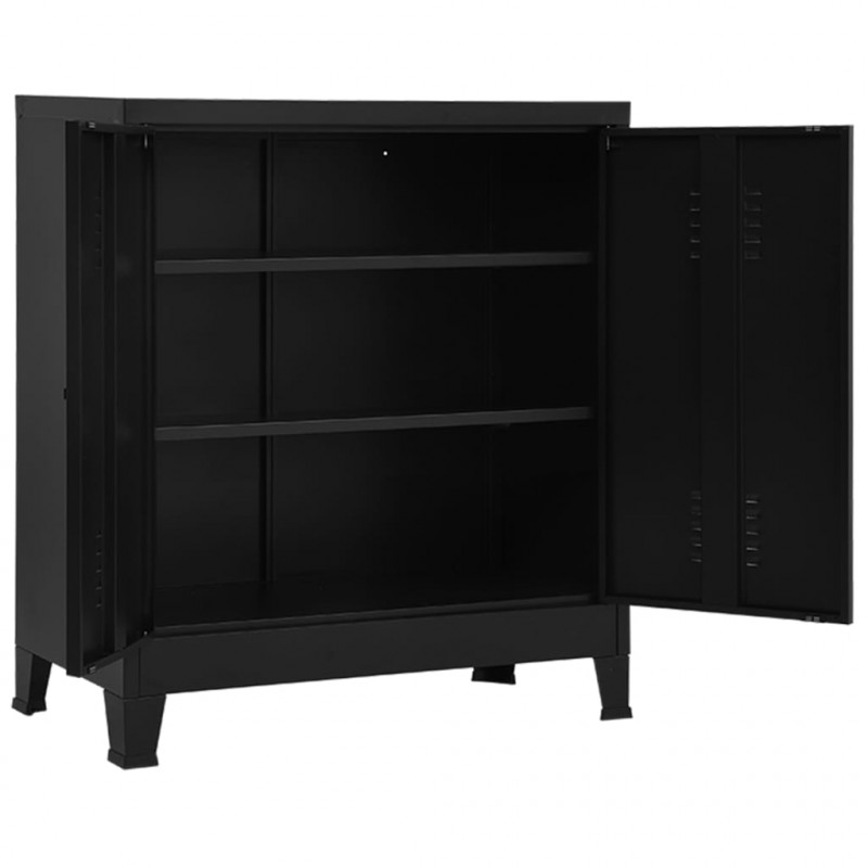 Industrialna szafka do przechowywania, czarna 90x40x100 cm stal