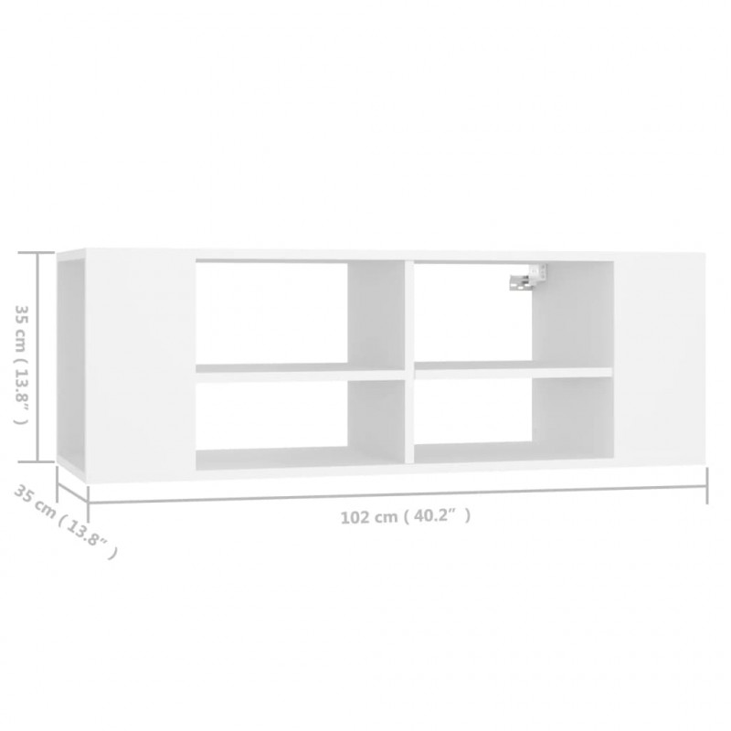 Wisząca szafka TV, biała, 102x35x35 cm, materiał drewnopochodny