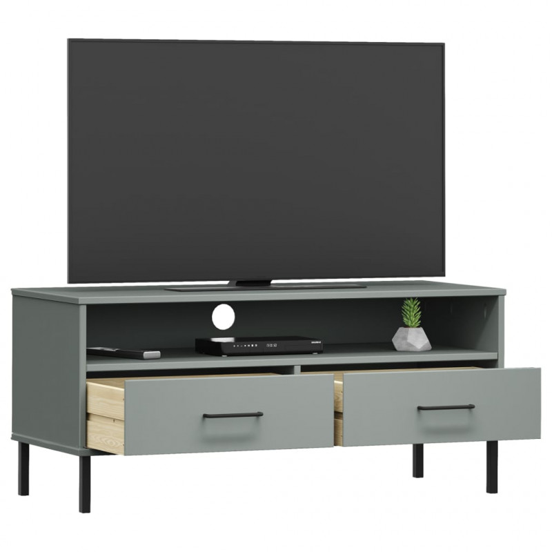 Szafka pod TV OSLO, metalowe nóżki, szara, sosnowa
