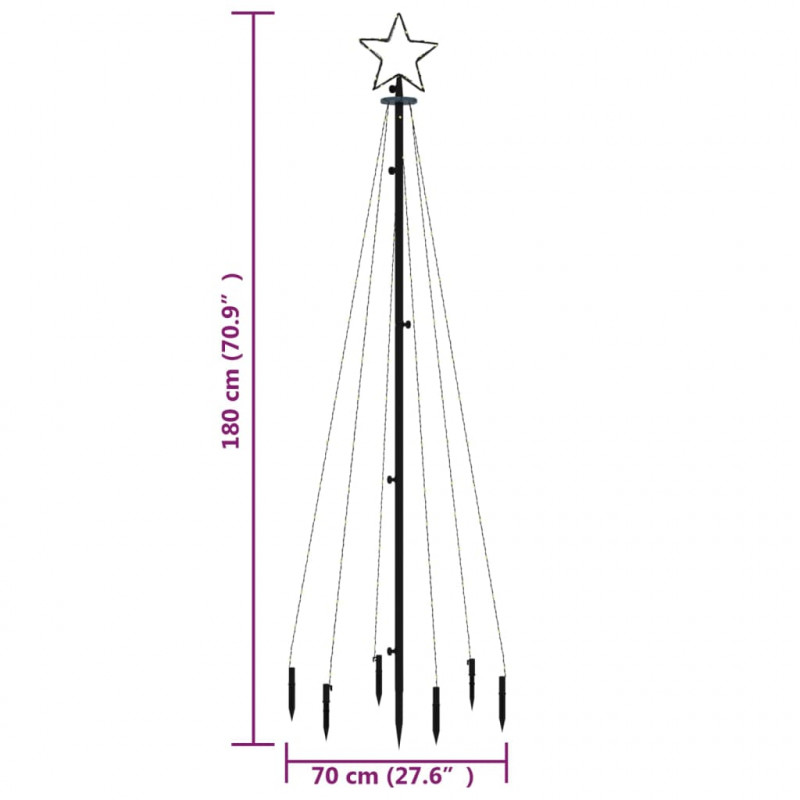 Choinka z kołkiem gruntowym, 108 ciepłych białych LED, 180 cm