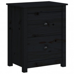 Szafka nocna, czarna, 50x35x61,5 cm, lite drewno sosnowe