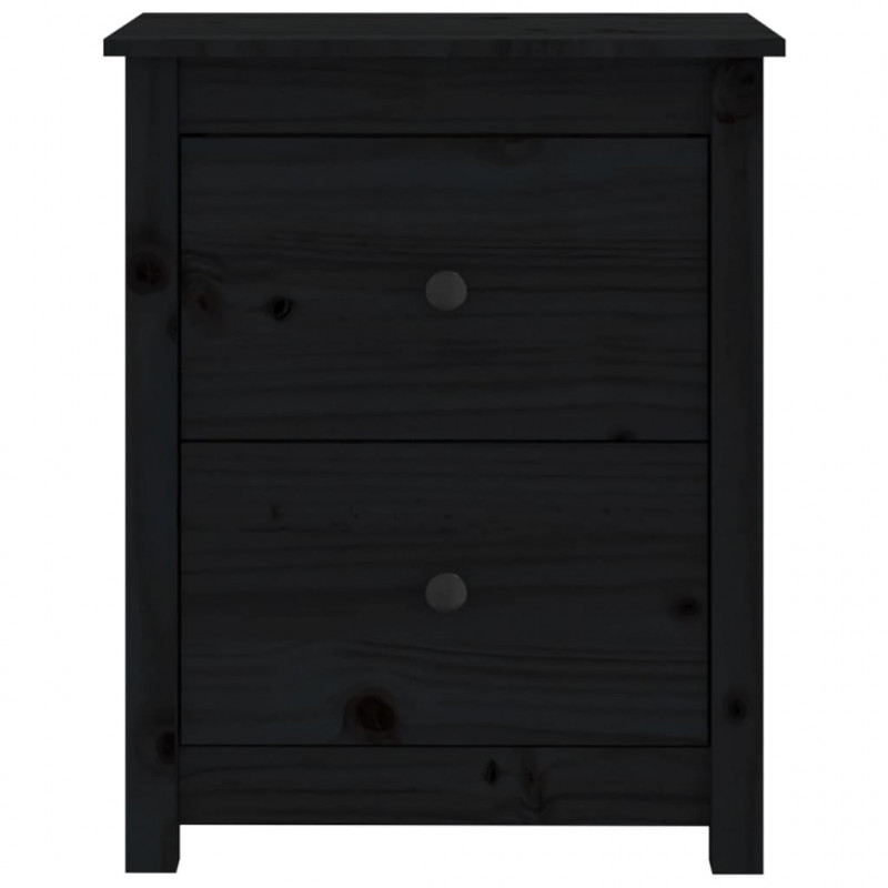 Szafka nocna, czarna, 50x35x61,5 cm, lite drewno sosnowe