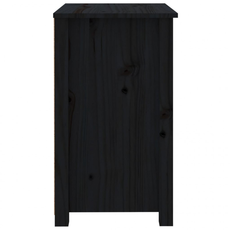 Szafka nocna, czarna, 50x35x61,5 cm, lite drewno sosnowe