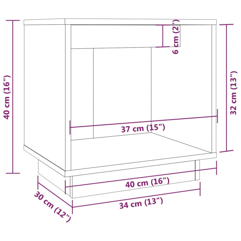 Szafka nocna, 40x30x40 cm, lite drewno sosnowe