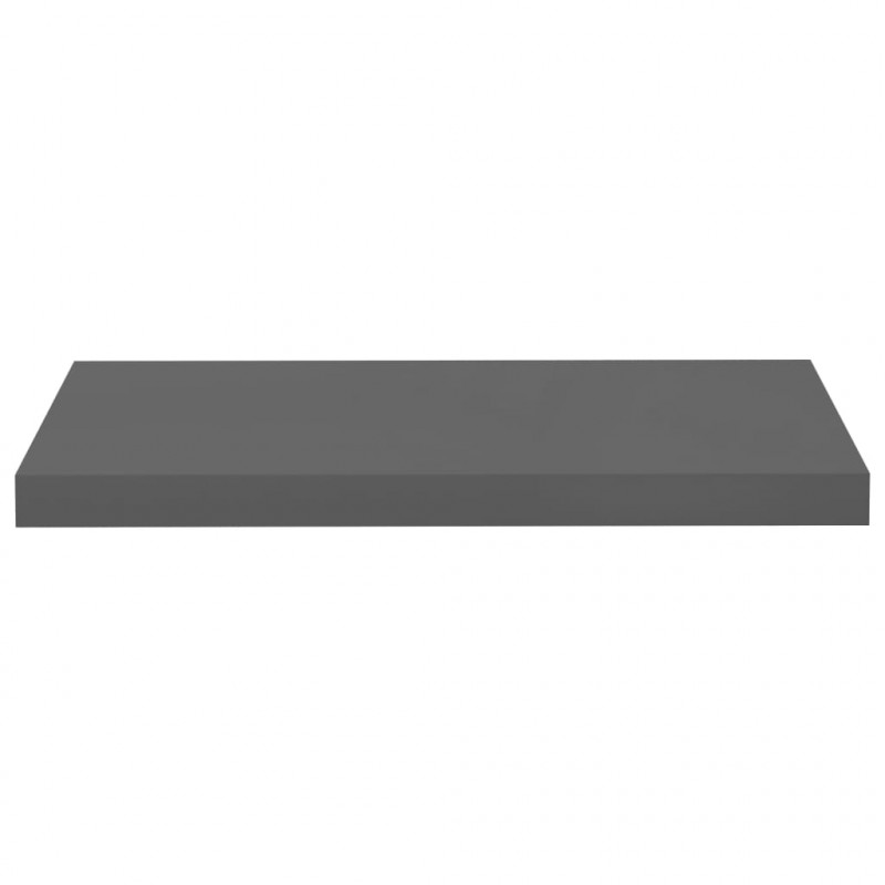 Półki ścienne, 2 szt., wysoki połysk, szare, 60x23,5x3,8cm, MDF
