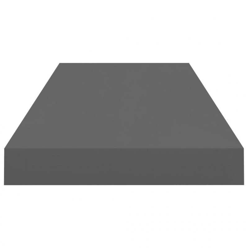 Półki ścienne, 2 szt., wysoki połysk, szare, 60x23,5x3,8cm, MDF