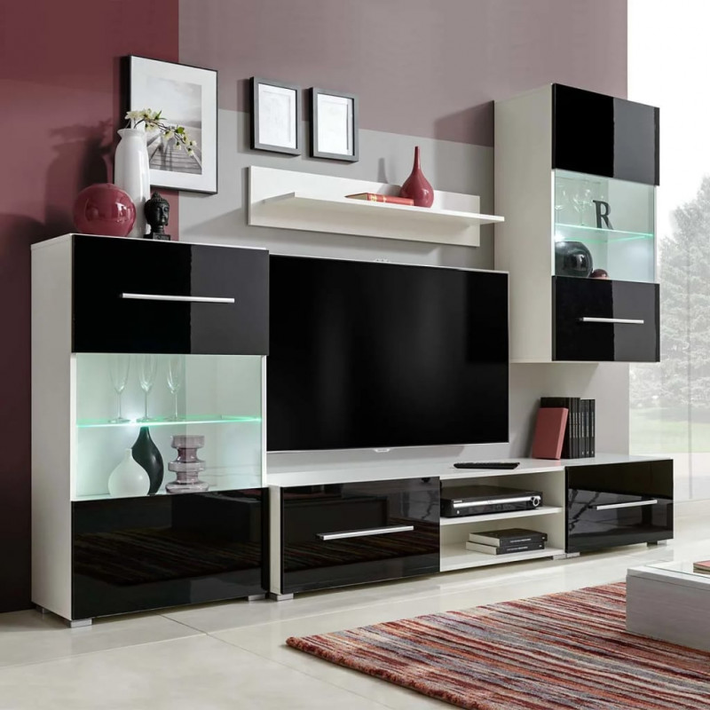 5-el. zestaw mebli TV z LED, czarny