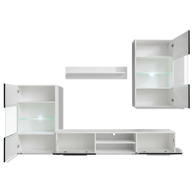 5-el. zestaw mebli TV z LED, czarny