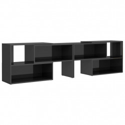 Szafka pod TV, szara, wysoki połysk, 149x30x52 cm