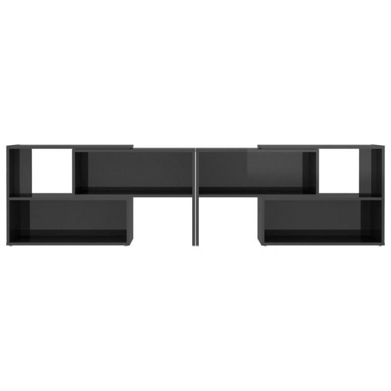 Szafka pod TV, szara, wysoki połysk, 149x30x52 cm